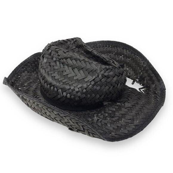 Brixton Accessories - Brixton Houston Straw Cowboy Hat S/M Womens Black Full Brim Fedora NWD